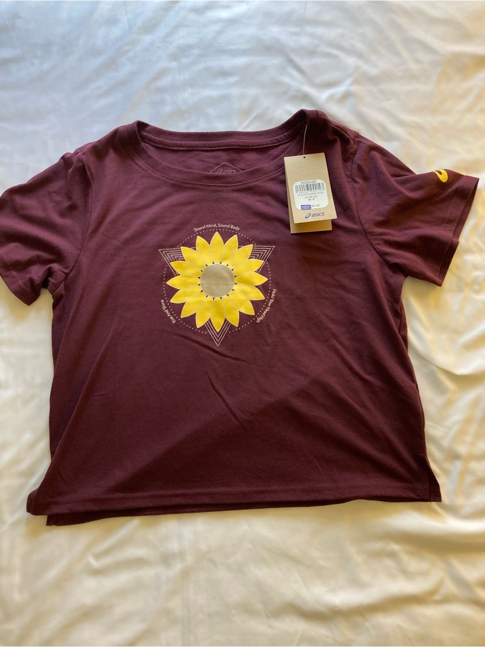 ASICS Women's Sunflower Crop • SMALL • Running Apparel DEEP Mars